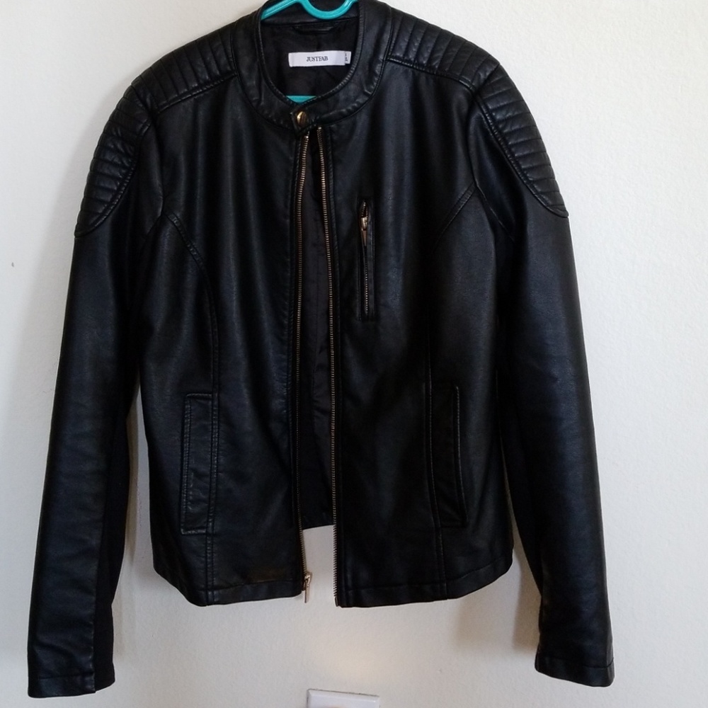 Black faux leather jacket Justfab